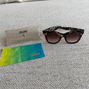 Quay Leopard Print Sunglasses
